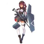  belt_buckle beret boots breasts buckle dark_skin fangdan_runiu full_body girls_frontline gloves gun hand_on_own_chest hat holding impossible_clothes large_breasts long_hair looking_at_viewer official_art purple_hair rifle saiga-12 saiga-12_(girls_frontline) skirt solo thighhighs transparent_background twintails weapon white_legwear yellow_eyes 