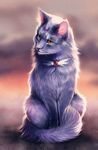  ambiguous_gender cat digital_media_(artwork) feline feral fur mammal orange_eyes purple_fur purple_nose sitting solo tamberella 