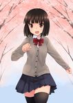  akemiho_tabi_nikki black_hair black_legwear brown_eyes cardigan fukube_tamaki kouno_hikaru looking_at_viewer open_mouth running short_hair solo thighhighs 