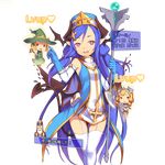  aoi_tsunami blue_gloves charmy_(uchi_no_hime-sama) cross_hair_ornament demon_girl demon_horns demon_tail demon_wings elbow_gloves garter_straps gloves hair_ornament hat head_wings heart heart-shaped_pupils horns long_hair minigirl multiple_girls official_art old_man open_mouth pointy_ears red_eyes staff stats symbol-shaped_pupils tail thighhighs transparent_background uchi_no_hime-sama_ga_ichiban_kawaii very_long_hair white_legwear wings 