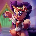  clothed clothing cutie_mark equine feral friendship_is_magic hair hooves horn mammal my_little_pony open_mouth purple_eyes purple_hair saffron_masala_(mlp) smile solo thediscorded tongue unicorn 