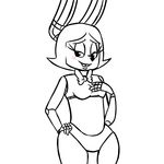  2016 animatronic anthro bedroom_eyes blush bonnie_(fnaf) bow_tie breasts buckteeth crossgender featureless_breasts female five_nights_at_freddy&#039;s half-closed_eyes hand_on_hip inkyfrog lagomorph looking_at_viewer machine mammal rabbit restricted_palette robot seductive simple_background solo teeth video_games white_background 