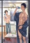  2boys aftersex blush condom cum cum_on_body cumdrip days_(manga) dressing kimidake kitchen looking_at_viewer multiple_boys muscle nipples robe sweat table tagme tissue topless water window yaoi 