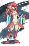  1girl breasts fins gills highres looking_at_viewer medium_breasts mipha monster_girl navel nipples nude simple_background solo stomach the_legend_of_zelda the_legend_of_zelda:_breath_of_the_wild upper_body white_background zora 