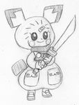  alternate_species animal_humanoid band-aid bandage clothing female footwear hair hi_res humanoid humanoidized mammal monochrome nintendo pichu pok&eacute;mon praiz rodent shoes simple_background sketch smile video_games white_background young 