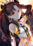  archer_(ishtar) black_hair blush fate/grand_order headdress long_hair red_eyes smile 