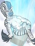  anthro breasts desert_angels equine female looking_at_viewer mammal mohawk muscular muscular_female nude razor_(rickgriffin) rick_griffin shower solo stripes water zebra 