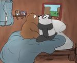  bear bed bedroom blush grizzly_(character) grizzly_bear handjob inside kissing male male/male mammal panda panda_(character) portrait sex slightly_chubby unknown_artist window 