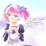  1girl alicia_combatir blue_eyes dress hair_ornament long_hair pink_hair ribbon smile tales_of_(series) tales_of_symphonia twintails wings 