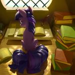  book cutie_mark day equine eyelashes feral friendship_is_magic fur hair hooves horn inside mammal my_little_pony nadnerbd purple_eyes purple_fur purple_hair sitting solo twilight_sparkle_(mlp) unicorn window 