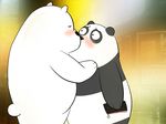  bear blush cartoon_network ice_bear kissing male male/male mammal outside panda panda_(character) phone polar_bear we_bare_bears 写作晓牛读作熊猫 