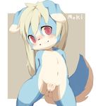  2017 anthro blue_fur blush canine cub cute female flat_chested fur mammal moki pussy red_eyes smile text white_fur young 