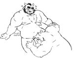  2016 bear black_bear blush boar duo fellatio hand_on_chest male male/male mammal megawaffle_(artist) muscular oral porcine sex simple_background slightly_chubby white_background 
