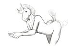  anthro bent_over disembodied_hand equine horse jaysee male mammal monochrome nude sketch solo_focus standing 