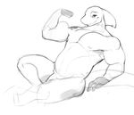  anthro fish flaccid flexing jaysee looking_at_viewer male marine monochrome muscular penis shark sketch smile solo 