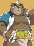  41raco anthro ashigara bear male mammal muscular shirako simple_background slightly_chubby solo sumo tokyo_afterschool_summoners 