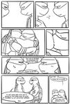  comic kissing leonardo_(tmnt) male male/male ninja raphael_(tmnt) reptile scalie sneefee sweat teenage_mutant_ninja_turtles text turtle 