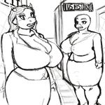  avian bessie_barnfield_(character) big_breasts bird bovine breasts cattle cleavage clothed clothing eagle female hallway mammal ms_eagle_(character) non-mammal_breasts suit teacher thedartkid voluptuous 