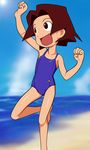  1girl amazake_arika brown_hair medarot swimsuit 