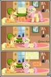  applejack_(mlp) blonde_hair blue_eyes comic earth_pony equine female feral fluttershy_(mlp) friendship_is_magic green_eyes gutovi-kun hair horse mammal my_little_pony pegasus pink_hair pony wings 