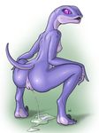  anthro anus breasts crouching female gecko lizard looking_back netherwulf nipples nude peeing pussy reptile scalie solo urine 