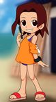  1girl amazake_arika brown_hair medarot swimsuit 