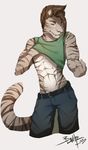  2015 anthro cat clothed clothing fangs feline looking_at_viewer male mammal pinup pose saber-toothed_cat sabertooth_(feature) simple_background smile solo teeth the_stray_cat_(character) vexstacy white_background 