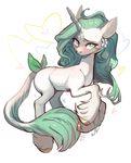  equine fan_character female feral green_eyes green_hair hair hooves horn locksto looking_at_viewer mammal my_little_pony simple_background solo unicorn white_background 
