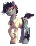  alpha_channel amber_eyes black_hair blue_fur clothed clothing cutie_mark equine fan_character feral fur hair hooves knife locksto mammal my_little_pony simple_background smile solo transparent_background 