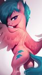  2017 blue_hair cutie_mark equine feathered_wings feathers female fur hair imalou mammal my_little_pony pegasus pink_feathers pink_fur purple_eyes simple_background smile white_background wings 