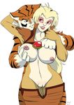  ambiguous_gender animal_humanoid breast_fondling breasts cat_humanoid cheetara clothed clothing duo feline female female/ambiguous fondling hand_on_breast humanoid lion mammal nipples pants_down partially_clothed pussy shirt_up smile standing thundercats tygra yawg 