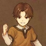  brown_background brown_eyes brown_hair child fire_emblem fire_emblem_echoes:_mou_hitori_no_eiyuuou hidari_(left_side) male_focus official_art robin_(fire_emblem_gaiden) simple_background solo teeth upper_body younger 