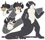  anthro avian bird featureless_crotch horn hybrid male mammal mustelid nude otter see-saw solo standing transformation 