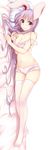  animal_ears bare_arms bare_shoulders bed_sheet bra breasts bunny_ears cleavage collarbone highres kue long_hair looking_at_viewer lying medium_breasts navel on_side panties pillow pink_bra pink_panties purple_hair red_eyes reisen_udongein_inaba see-through smile solo stomach strap_slip thighhighs toes touhou underwear underwear_only very_long_hair white_legwear 