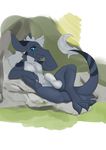  anthro balls cum cum_on_self huge_sheath jaysee kobold looking_at_viewer male nude smile solo 