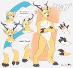  anthro antlers canine cervine deer fur hair horn looking_at_viewer male mammal see-saw smile solo transformation 