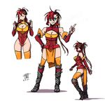  1girl autobot belt boots braid breasts cleavage genderswap personification red_hair rodimus thighhighs transformers 