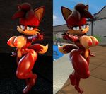  2017 3d_(artwork) anthro areola big_breasts breasts canine digital_media_(artwork) erect_nipples female fiona_fox fox looking_at_viewer lowkeydiag mammal nipples nude smile solo sonic_(series) 