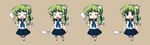  chibi frog gohei green_eyes green_hair hair_ornament image_sample kabayaki_unagi kochiya_sanae long_hair pixiv_sample school_uniform snake sweatdrop touhou 