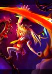  blonde_hair flandre_scarlet mossari_poteto ponytail red_eyes short_hair side_ponytail solo touhou wings 