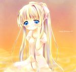  air blonde_hair blue_eyes dress kamio_misuzu kotori_(chilly_sky) long_hair ponytail solo tears 