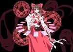  benedicta_(yamamaya4) bow brown_hair detached_sleeves gohei hair_bow hair_tubes hakurei_reimu looking_at_viewer magic_circle midriff navel oonusa pentagram red_eyes solo touhou yin_yang 