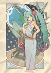  aqua_hair art_nouveau bracelet flower hair_flower hair_ornament hatsune_miku jewelry lily_of_the_valley long_hair moon necklace solo spring_onion star twintails vocaloid waku_(dcb) 