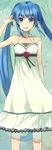  absurdres alternate_hair_color bad_id bad_pixiv_id blue_eyes blue_hair choker dress hatsune_miku hazymoooooon highres long_hair ribbon_choker smile solo sundress twintails very_long_hair vocaloid 