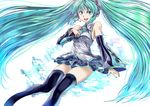  aqua_eyes aqua_hair bad_id bad_pixiv_id detached_sleeves enu_(n_storage) hatsune_miku headset legs long_hair necktie skirt smile solo thighhighs twintails very_long_hair vocaloid zettai_ryouiki 