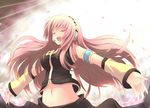  closed_eyes detached_sleeves dreamlight2000 headset long_hair megurine_luka midriff pink_hair solo vocaloid 