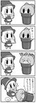  &gt;_&lt; 4koma :&gt; blush_stickers bucket cirno closed_eyes comic greyscale highres in_bucket in_container kirisame_marisa monochrome multiple_girls pun tefu touhou translated 
