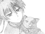  bad_id bad_pixiv_id bell bell_collar black_cat cat charcoal_(medium) collar darker_than_black face greyscale mao_(darker_than_black) monochrome ryuuryuu solo traditional_media yin 