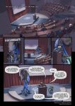 2025 alien ambiguous_gender anthro biped blue_body clothed clothing colored comic darth_biomech dialogue dialogue_box english_text green_body group hair hi_res human inside ktak leaving_the_cradle male mammal podium raharr sashli&#039;sftonodo sitting size_difference speech_bubble text url wings yellow_eyes zane_htrua_sha