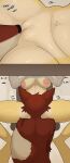 absurd_res akoqev animal_crossing anthro areola black_nose bodily_fluids breasts butt canid canine canis chair clothed clothing cunnilingus dialogue domestic_dog duo female fox fur fur_markings furniture genitals green_clothing green_sweater green_topwear head_between_thighs hi_res isabelle_(animal_crossing) kneeling male male/female mammal markings mostly_nude nintendo nipples no_underwear notched_ear nude nude_anthro nude_male office on_chair onomatopoeia oral orange_body orange_fur pink_areola pubic_mound pussy saliva saliva_string sex shirt sitting sitting_on_chair sound_effects spread_legs spreading sweater tail tan_body tan_fur text topwear under_table vaginal white_clothing white_shirt white_topwear yellow_body yellow_fur